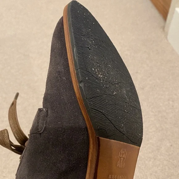 Brunello Cucinelli Dark Gray Suede Oxfords, sz 5.5 - Picture 11 of 11